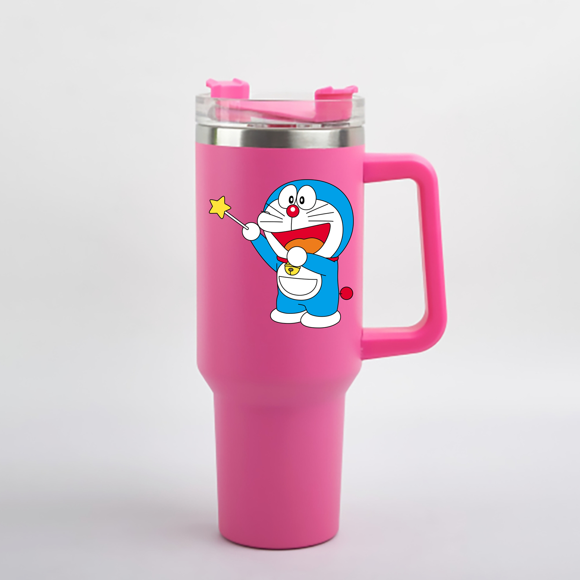 （画像用） ドラえもん Doraemon 1200mL車用タンブラー - クリスタルステッカー（プラスチックストロー付き）